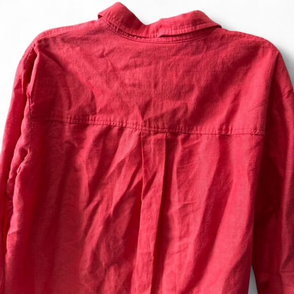 Anthropologie Maeve Red linen cotton button-down shirt. READ - Picture 7 of 7